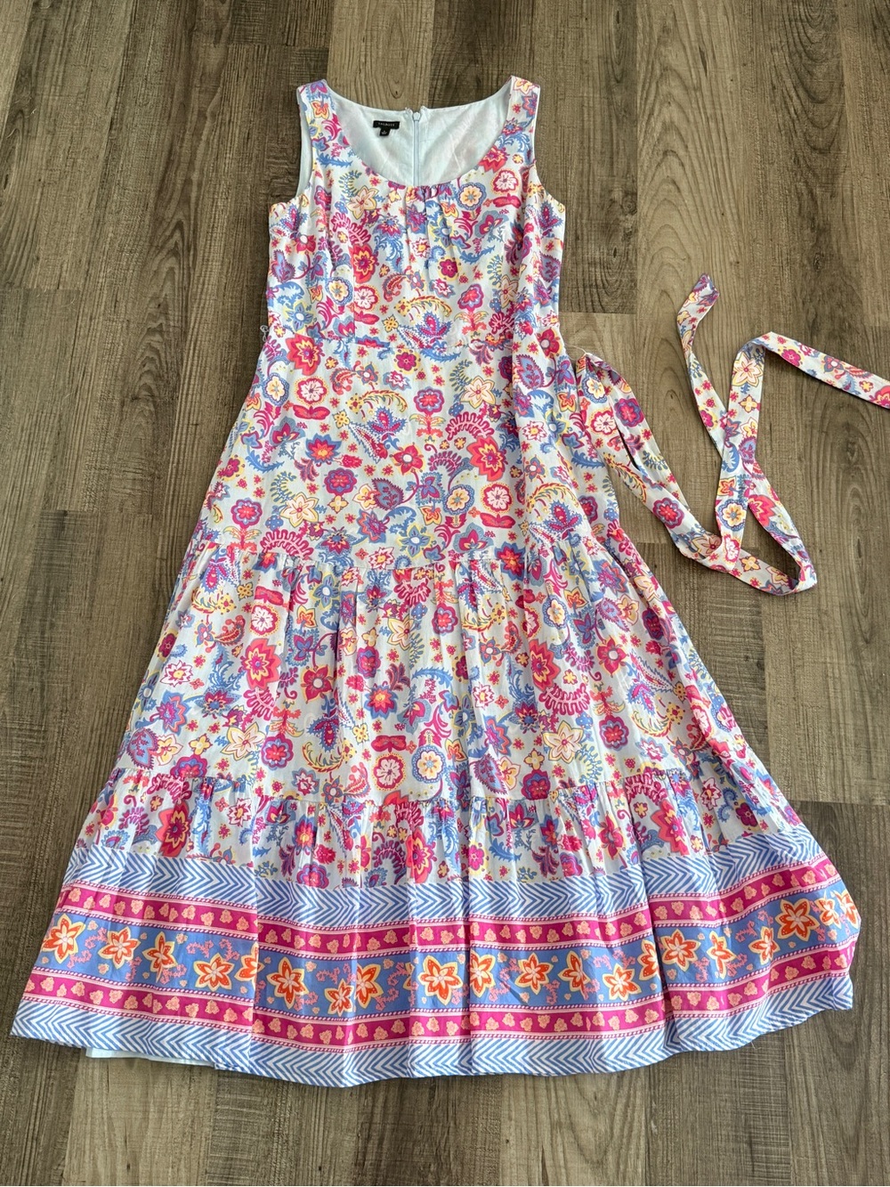 Talbots 100% Cotton Blue Floral Midi Dress sz 6